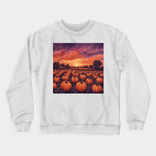 Halloween Pumpkin Patch at Dawn Landscape Crewneck Sweatshirt